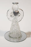 Angel Holding Heart 3 3/8" Crystal Glass Figurine with Mirrored Base