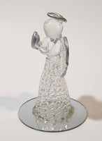 Angel Holding Heart 3 3/8" Crystal Glass Figurine with Mirrored Base