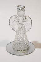 Angel Holding Heart 3 3/8" Crystal Glass Figurine with Mirrored Base