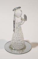 Angel Holding Heart 3 3/8" Crystal Glass Figurine with Mirrored Base