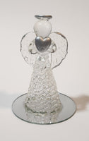 Angel Holding Heart 3 3/8" Crystal Glass Figurine with Mirrored Base