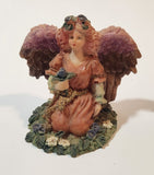 Angel Kneeling in Flower Garden 2 1/2" Resin Figurine