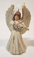 Angel Playing Violin 3 3/4" Hanging Ceramic Christmas Tree Ornament