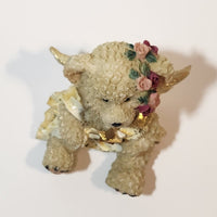 Angel Bear with Star Ribbon and Flowers 2 3/4" Tall Resin Figurine