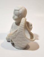 Angel Kneeling Next To a Basket 3 3/4" Tall Ceramic Figurine