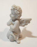 Child Angel Kneeling and Praying 2 1/4" Small White Resin Figurine