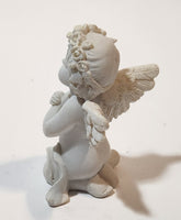 Child Angel Kneeling and Praying 2 1/4" Small White Resin Figurine