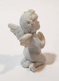 Child Angel Kneeling and Praying 2 1/4" Small White Resin Figurine