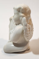 Angel Kneeling One One Knee Holding Lyre 3 5/8" Tall Ceramic Figurine