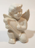 Angel Kneeling One One Knee Holding Lyre 3 5/8" Tall Ceramic Figurine