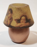 Angel Themed 3 1/2" Tall Frosted Glass Tealight Candle Holder