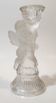 Cherub Themed Frosted and Clear Glass 6 1/2" Tall Candle Holder