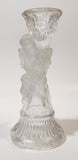 Cherub Themed Frosted and Clear Glass 6 1/2" Tall Candle Holder