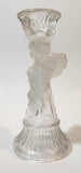 Cherub Themed Frosted and Clear Glass 6 1/2" Tall Candle Holder