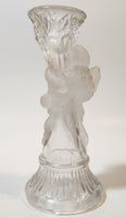 Cherub Themed Frosted and Clear Glass 6 1/2" Tall Candle Holder