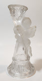 Cherub Themed Frosted and Clear Glass 6 1/2" Tall Candle Holder