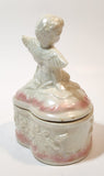 Angel Sitting White Pink 5" Porcelain Trinket Box