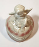 Angel Sitting White Pink 5" Porcelain Trinket Box