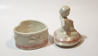 Angel Sitting White Pink 5" Porcelain Trinket Box