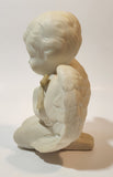 Carlton Cards Boy Angel Kneeling and Praying with Gold Glitter Bow 5" Tall Ceramic Figurine