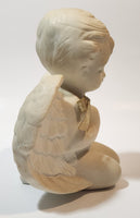 Carlton Cards Boy Angel Kneeling and Praying with Gold Glitter Bow 5" Tall Ceramic Figurine