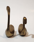 Vintage Swan Bird 2 1/2" and 3 5/8" Brass Metal Figurines Set of 2