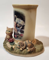 2010 The Bradford Exchange Live, Love, Purr Collection Love Much 5 1/4" Tall Resin Tealight Candle Holder