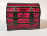 Red Leaded Stained Glass Treasure Chest Trunk Shaped Jewelry Trinket Box