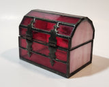 Red Leaded Stained Glass Treasure Chest Trunk Shaped Jewelry Trinket Box