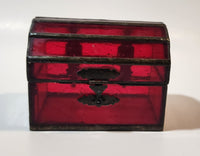 Red Leaded Stained Glass Treasure Chest Trunk Shaped Jewelry Trinket Box