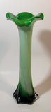 Dark Green and Mint Green Lily Shaped 11 1/2" Tall Art Glass Flower Bud Vase