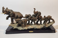 Ruby's Collection 13 3/4" Elephant Family Sculpture on Wood Base