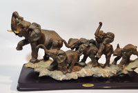 Ruby's Collection 13 3/4" Elephant Family Sculpture on Wood Base