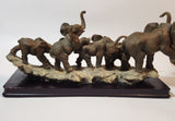 Ruby's Collection 13 3/4" Elephant Family Sculpture on Wood Base