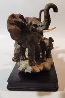 Ruby's Collection 13 3/4" Elephant Family Sculpture on Wood Base