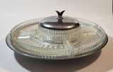 Vintage Kromex Lazy Susan Five Glass Compartment Serving Dish Metal Platter with Lid