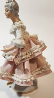 Vintage Crown 'N' Dresden Ballerina 5 1/4" Pink and White Lace Porcelain Dressed Figurine