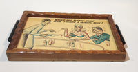 Vintage 1950s Would You Please Move Your Things A Minute, Miss? Wood Framed Lacquered Picture Tray