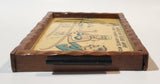 Vintage 1950s Would You Please Move Your Things A Minute, Miss? Wood Framed Lacquered Picture Tray