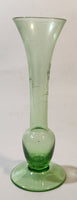 Vintage Berry Plant Etched Green Glass 6" Tall Bud Vase