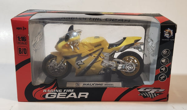 Haxing Toys Raging Fire Gear 360 Haxing Super Motor Cycle Yellow Sound and Light 1:16 Scale Die Cast Toy Car Vehicle New in Box