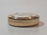 Vintage Fisher Mother of Pearl Abalone Shell Engraved Gold Tone Round Shaped Lighter Made in Japan