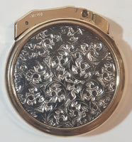 Vintage Fisher Mother of Pearl Abalone Shell Engraved Gold Tone Round Shaped Lighter Made in Japan