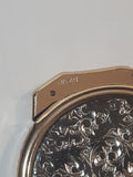 Vintage Fisher Mother of Pearl Abalone Shell Engraved Gold Tone Round Shaped Lighter Made in Japan