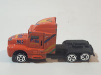 Unknown Brand Semi Tractor Truck 982 FIM Orange Die Cast Toy Car Vehicle