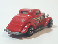 Rare 1987 Hot Wheels 3-Window '34 Red w/ Yellow White Black ZZ Die Cast Toy Car Hot Rod Vehicle