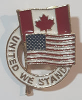 United We Stand Flags of Canada and United States of America Enamel Metal Lapel Pin