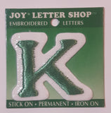 1996 Joy Insignia Letter Shop Green Letter K Iron On Embroidered Fabric Patch Badge