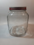 Vintage Blue Ribbon Coffee The Quality Coffee 8" Tall Heavy Ribbed Glass Jar with Metal Lid