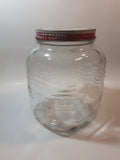 Vintage Blue Ribbon Coffee The Quality Coffee 8" Tall Heavy Ribbed Glass Jar with Metal Lid